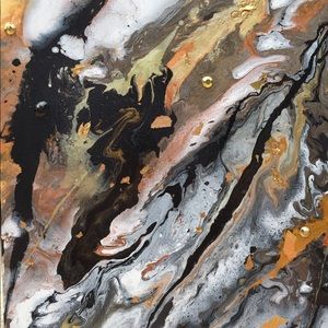 Fluid Art w/ stones and gold flakes